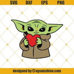 Baby Yoda Svg, Baby Yoda Love Svg Png Dxf Eps File For Cricut, Baby Yoda Clipart