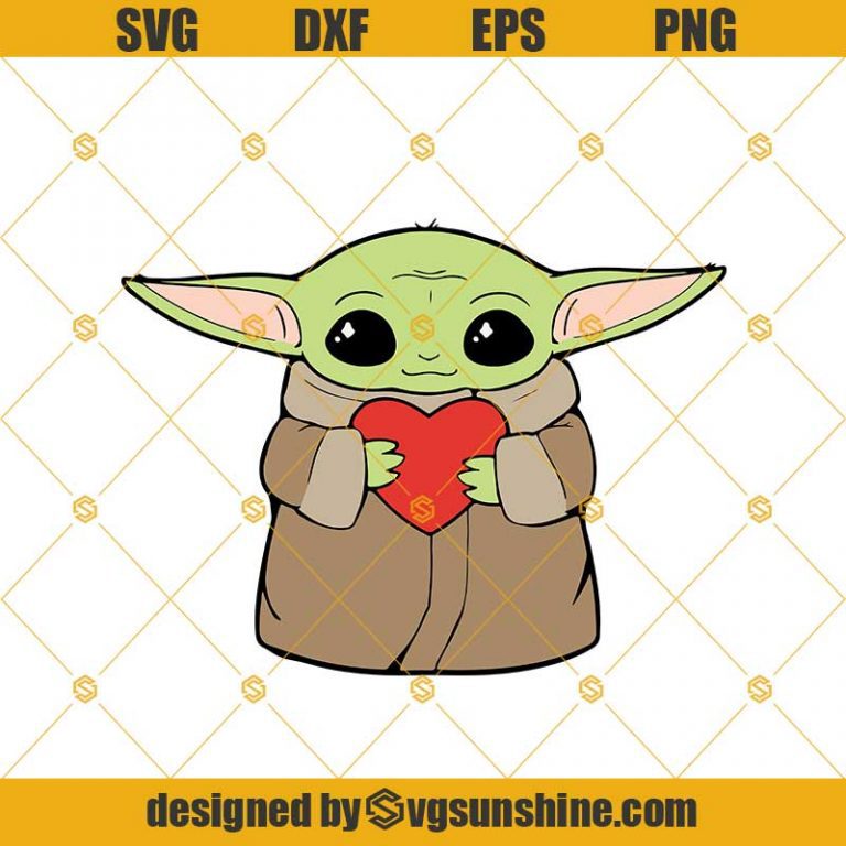 Baby Yoda With Heart Svg, Baby Yoda Svg, Star Wars Movie, Yoda Best ...