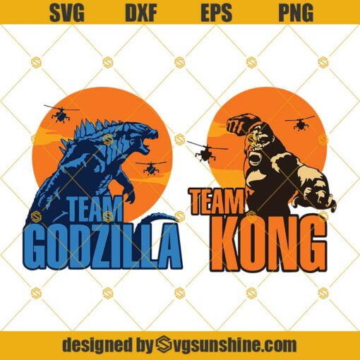 Team Godzilla Svg, Team Kong Svg, Godzilla Vs Kong Svg Dxf Eps Png Cut Files Clipart Cricut Silhouette