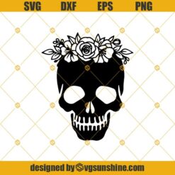 Skull Svg, Skull Flower Svg, Valentine Skull Svg, Flower Skull Svg, Cricut File Silhouettes, Skull Vector Instant Download