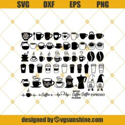 Coffee Svg, Coffee Bundle Svg Files for Silhouette And Cricut, Coffee Cup Svg, Coffee Heartbeat Svg, Coffee Monogram, Coffee Png Clipart, Coffee Set