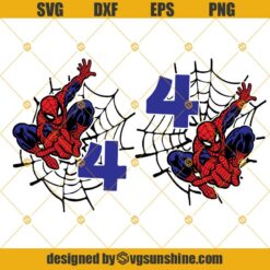 Spiderman Age 4 Shooting Web With Kids Age Svg Cut File For Cricut, Silhouette, Spider Man Svg, Layered Cutting File, Spiderman Birthday Svg