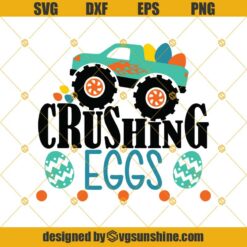 Crushing Eggs Easter Svg, Easter Svg, Raster Eggs Svg, Truck Crushing Eggs Svg, Truck Svg Png Dxf Eps