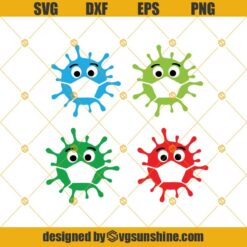 Germs With Mask Svg, Virus Svg, Quarantine Svg, Corona Covid Germ Virus With Face Mask Svg Png Dxf Eps