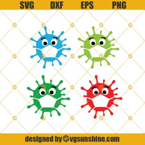 Germs With Mask Svg, Virus Svg, Quarantine Svg, Corona Covid Germ Virus With Face Mask Svg Png Dxf Eps