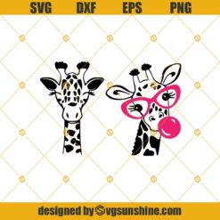 Giraffe With Bubble Gum Svg, Giraffe Face Glasses Svg Dxf Eps Png Cut Files Clipart Cricut Silhouette
