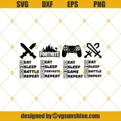 Eat Sleep Game Repeat Svg, Battle Game Svg, Fortnite Svg, Video Game Svg, Printable Gaming Clipart, Game Design, Game Svg Png Dxf Eps