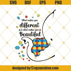 What Makes You Different Is What Makes You Beautiful Svg, Elephant Mom Autism Child Svg, Autism Awareness Svg Dxf Eps Png For Cricut, Silhouette