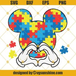Mickey Autism Svg, Mickey Svg, Autism Awareness Svg, Autism Svg, Heart, Quotes, Love, Kindness Svg Png Dxf Eps Cricut, Cut files