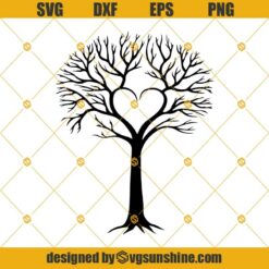 Heart Tree Svg, Tree With Heart Svg, Clipart, Cut Files For Silhouette, Files For Cricut, Vector, Tree Svg, heart Svg, Dxf, Png Eps