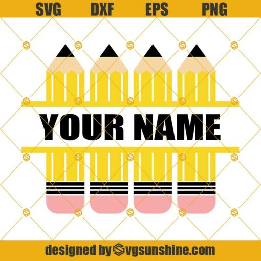 Pencil Name Frame Svg Png Dxf Eps File, Digital Download For Cricut