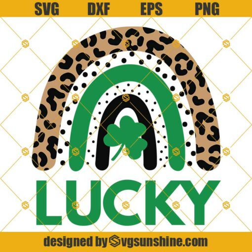 Rainbow Lucky Svg, Shamrock Svg, St Patricks Day SVG, Lucky Svg, Irish Svg, Rainbow Leopard Print Svg, St Patricks Svg