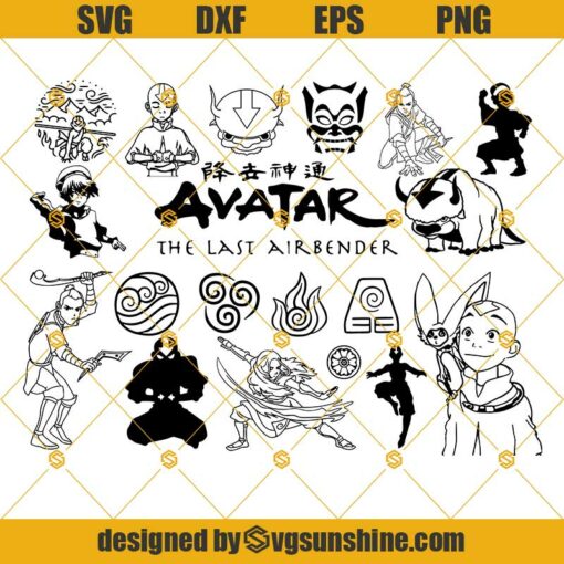 Avatar The Last Airbender Svg Bundle, Avatar Silhouette, Avatar Svg Dxf Eps Png Cut Files Clipart Cricut Silhouette