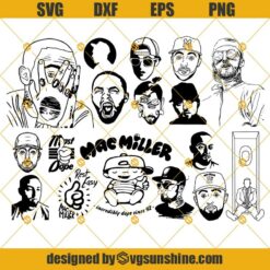 Mac Miller Svg Bundle, Mac Miller Svg, Mac Miller Silhouette, Rapper Vector, Mac Miller Music Artist Cricut Vinyl Cutting Files