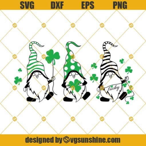 Three Gnomies St. Patrick’s Day Svg, Lucky Gnome Svg, Gnomes Svg, St Patrick’s Gnomes Svg, Irish Gnome Svg Png Dxf Eps