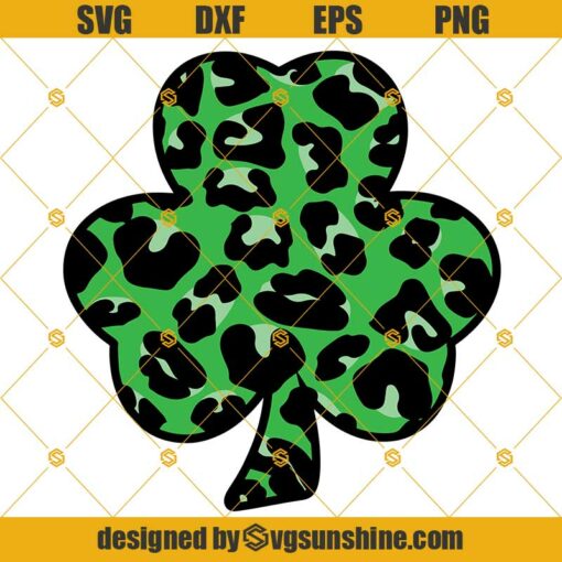 Leopard Clover Svg, Shamrock Svg, St. Patrick’s Day Svg Png Dxf Eps Instant Download