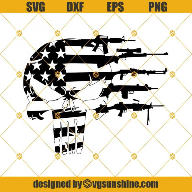 Rifle Flag Svg, Gun Flag Svg, Bullet Flag Svg, Gun Rifle Skull Flag Svg ...