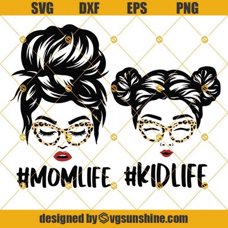 Mom Life Svg, Kid Life Svg, Mom Svg, Leopard Mom Skull Svg, Messy Bun