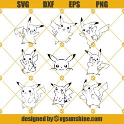Pikachu Outline Bundle SVG PNG DXF EPS Instant download Files For Cricut Silhouette