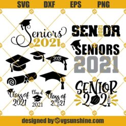 Graduation SVG Bundle, Class Of 2021 SVG, Senior 2021 SVG, Digital Download, Cricut, Silhouette