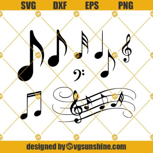 Musical Notes Instant Download Svg, Png, Eps, Dxf Digital Download