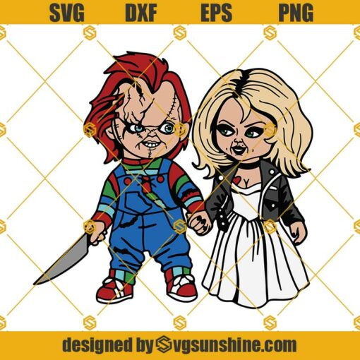Chucky And Tiffany SVG PNG DXF EPS Clipart, Files For Cricut, Cut Files, Silhouette, Horror Movie SVG, Halloween SVG