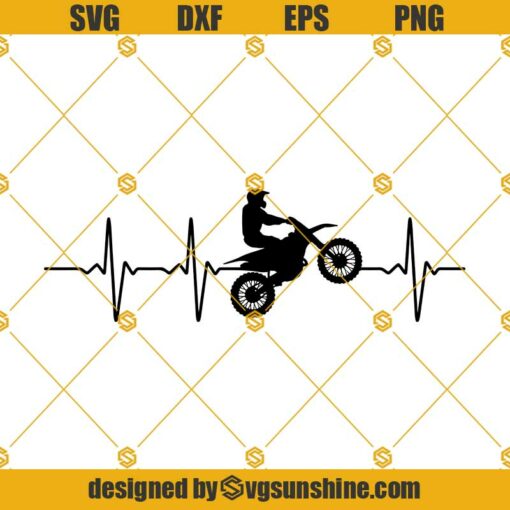 Dirt Bike Heartbeat SVG PNG EPS DXF Instant Download Files For Cricut Silhouette