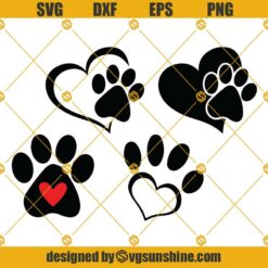 Paw SVG Bundle, Heart Paw SVG, PNG, DXF EPS Instant Download Files For Cricut Silhouette