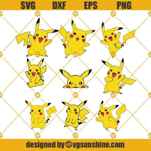 Pikachu SVG Bundle, Pikachu SVG PNG DXF EPS Instant Download Cricut Silhouette, Vector Files, Graphic Design