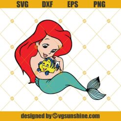 Mermaid Svg Png Dxf Eps, Cute Princess Svg, Princess With Pet Svg, Baby Mermaid Svg, Svg File For Cricut