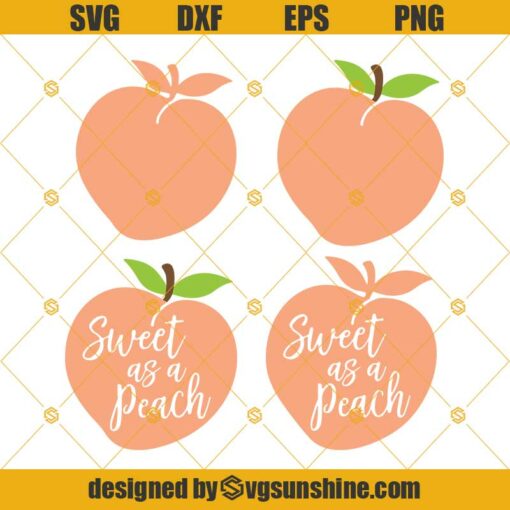 Peach Bundle Svg Dxf Png Eps Files For Cricut, Sweet As A Peach Svg, Cute Georgia Peach Silhouette Cut File Clip Art