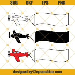 Plane With The Banner Svg Png Dxf Eps Cut Files For Cricut, Clip Art Silhouette