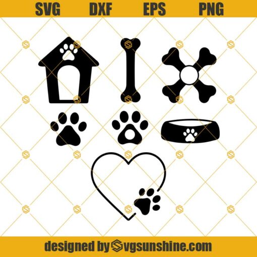 Dog Svg, Dog Paw Svg Bundle, Dog Paw Heart Svg, Dog Bone Svg, Dog House Svg, Dog Lover Svg, Paw Print, Cricut Silhouette Svg, Dxf, Png, Eps