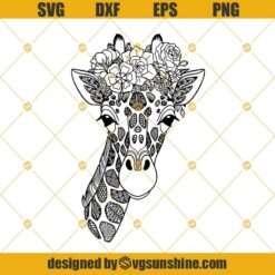 Giraffe Svg, Zentangle Svg, Mandala Svg Png Dxf Eps Files For Cricut Silhouette Files