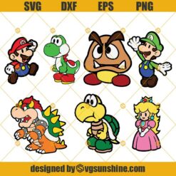 Super Mario Svg Bundle, Luigi Mario Peach Toad Yoshi Svg, Super Mario Svg Dxf Eps Png Cut Files Clipart Cricut Silhouette