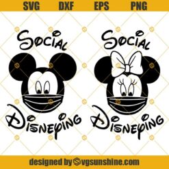 Social Disneying Svg, Mickey Minnie Mouse Wearing Mask Svg, Disney Quarantine Svg Bundle, Mickey Face Mask Svg Dxf Eps Png Cut Files Clipart Cricut Silhouette