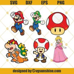 Super Mario Svg Bundle, Luigi Mario Peach Toad Yoshi Svg, Super Mario Svg Dxf Eps Png Cut Files Clipart Cricut Silhouette