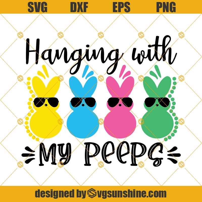 Prints Art And Collectibles Hanging With My Peeps Svg Easter Svg Cricut Bunny Face Svg Cute Peeps