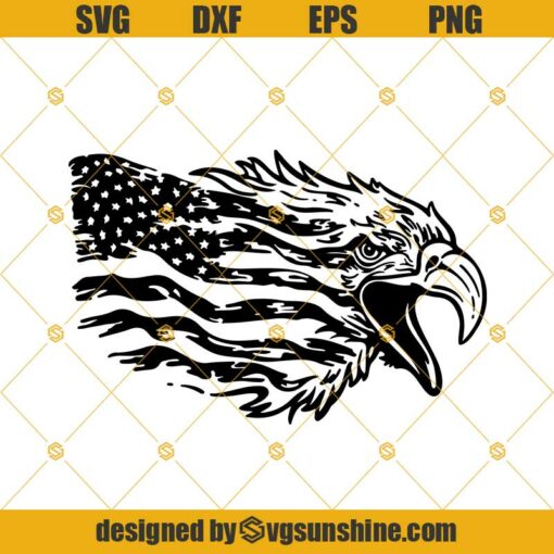 American Flag Svg, Patriotic Distressed USA Flag With Eagle For 4th Of July Svg Dxf Eps Png Cut Files Clipart Cricut Silhouette