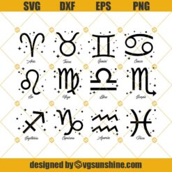 Zodiac Svg, Zodiac Signs Bundle Svg,  Horoscope Svg, Astrology Svg Leo, Taurus, Gemini, Virgo, Aries, Libra, Pisces, Cancer Svg Png Dxf Eps