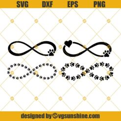 Paw Print On Infinity Symbol, Svg Png Dxf Eps File For Cutting Machines, Digital Clipart