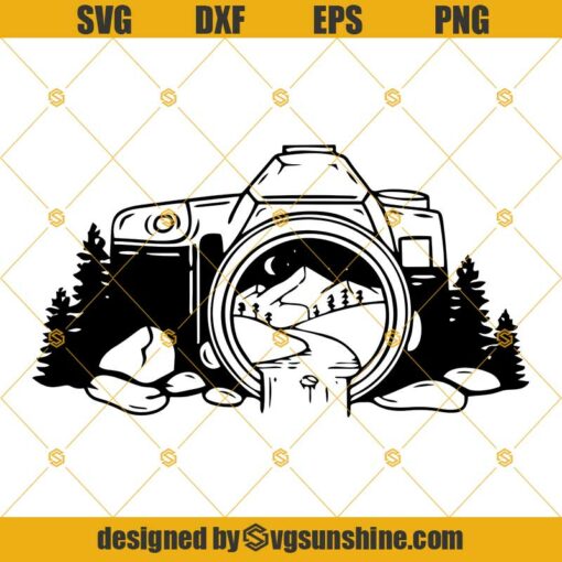 Photographer Mountain Forest Lake Travel Adventure Logo Vector Svg Eps Png Dxf Cricut Cameo Cut Cutting Clipart