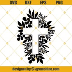 Cross Leaves Svg, Religious Svg, Easter Svg File, Leaf Cross Svg File, Cross With Leaves Cut File, Cross Svg, Faith Svg Png Dxf Eps