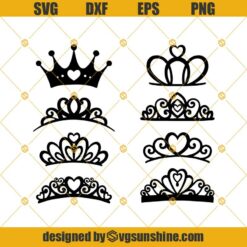 Crown Svg Bundle , Princess Svg, Black Queen Tiara Birthday Laser Cut Vector Digital Download  Cricut & Silhouette