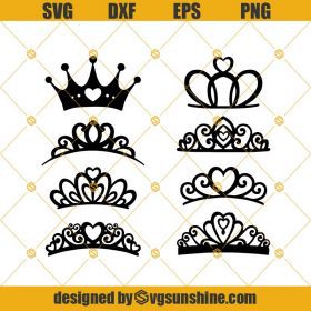 Crown Svg Bundle , Princess Svg, Black Queen Tiara Birthday Laser Cut ...