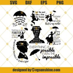 Mary Poppins Quotes Svg Bundle, Mary Poppins Svg Dxf Eps Png Cut Files Clipart Cricut Silhouette