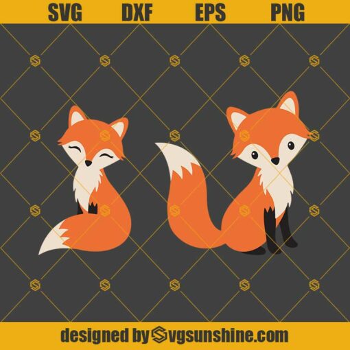 Cute Fox Svg Cuttable Sitting Fox Couple, Boy And Girl Fox Svg Dxf Png Eps Cut File For Cricut, Commercial Use