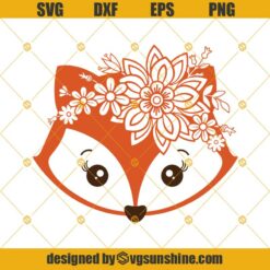 Floral Fox Svg, Dxf, png, Girl Fox Face Svg, Fox With Flowers Svg Digital Download, Cricut, Fox Svg, Animal Svg, Vinyl Decal, Floral Animal, Fox Shirt