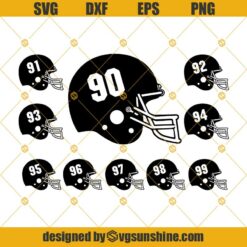 Football Helmet Number 90-99 Years Svg Silhouette Clipart, Football Number 90-99 Svg, Football Svg Dxf Eps Png