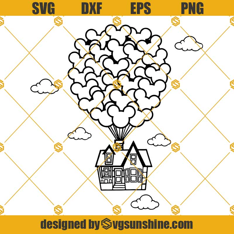 Up House Mickey Balloons SVG PNG DXF EPS Files For Silhouette, House
